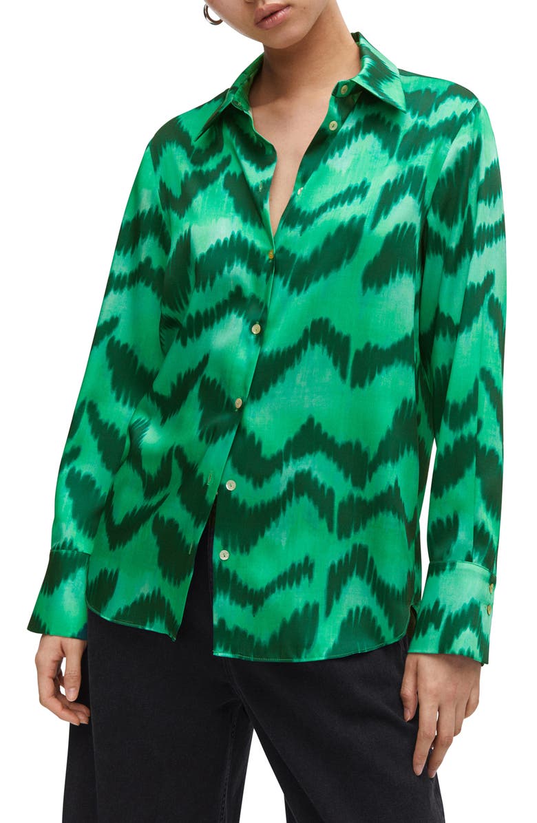 MANGO Satin Button-Up Shirt, Main, color, 