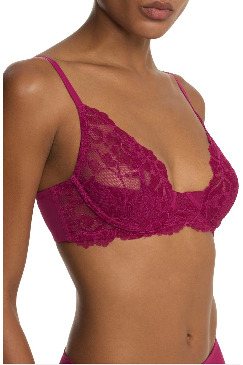 Peony Unlined Lace Underwire Bra, Alternate, color, DARK RASPBERRY