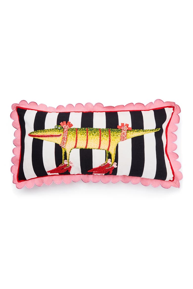 Patience Brewster Gloria Alligator Lumbar Pillow, Main, color, MULTI