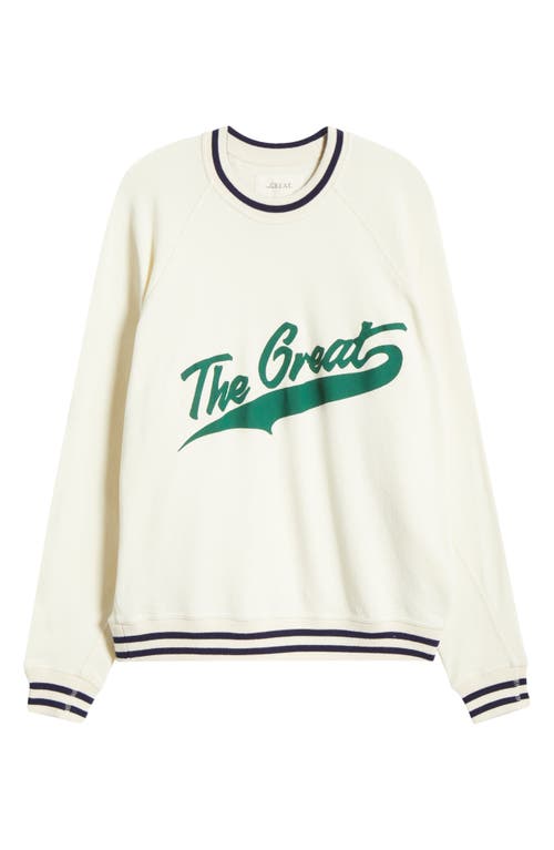The Great Crest Graphic Varsity College Sweatshirt In Washed White In Washed White