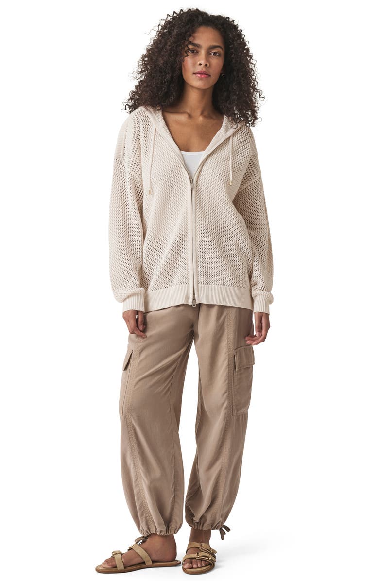 Splendid Nala Openwork Cotton Zip Hoodie, Alternate, color, Moonstone