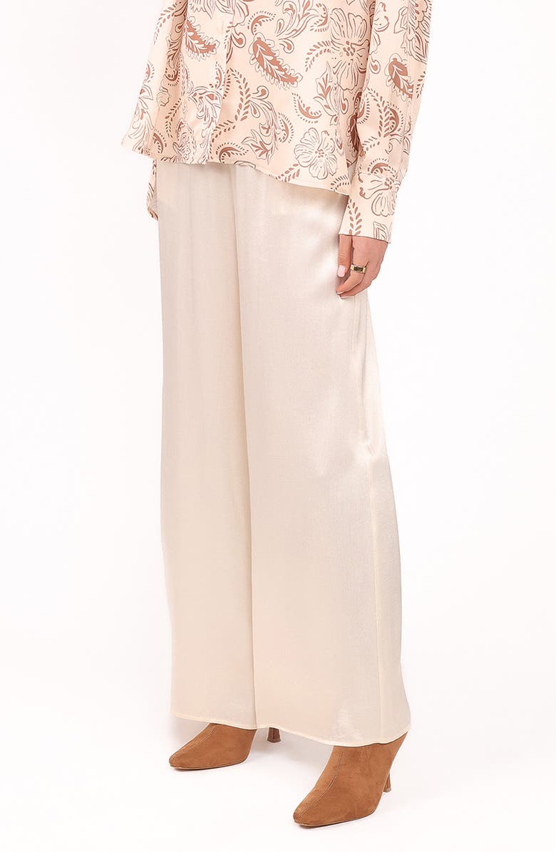 Petal & Pup Valia Satin Wide Leg Pants, Alternate, color, Cream