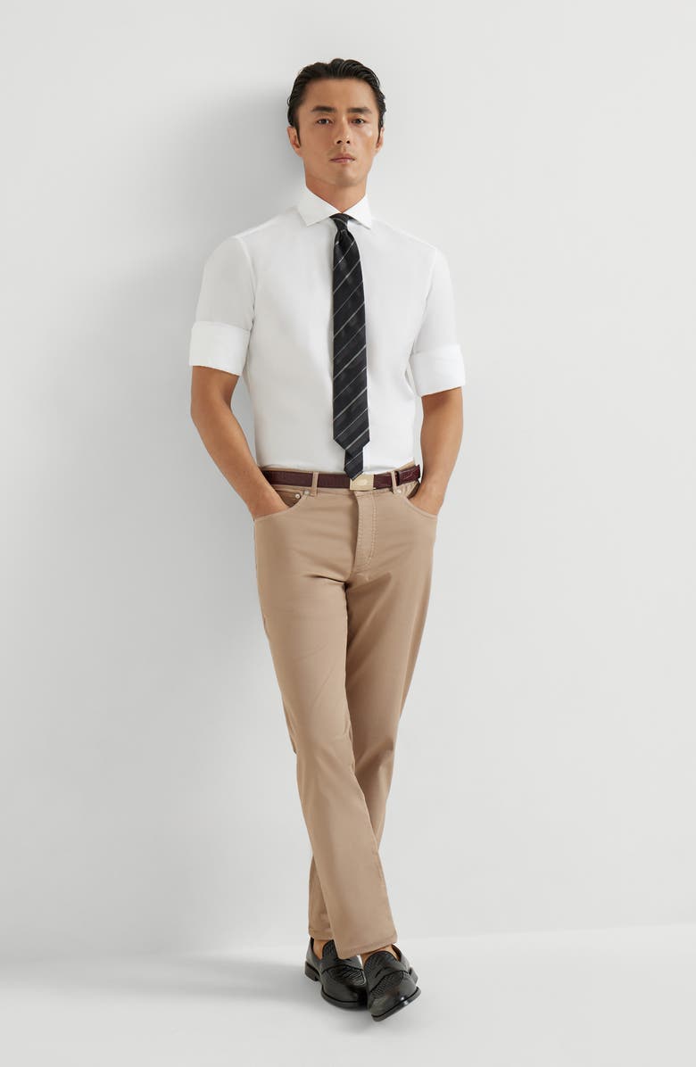 Brunello Cucinelli Comfort gabardine trousers, Alternate, color, Biscuit