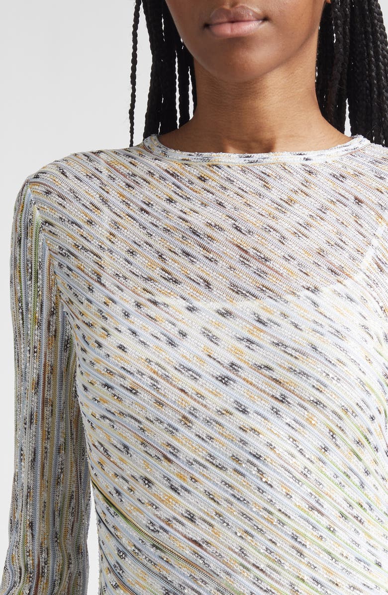 Missoni Draped Effect Rib Long Sleeve Maxi Dress, Alternate, color, Light Bs Orange Green Tinsel