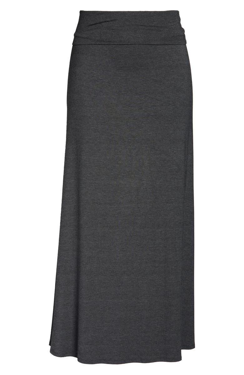 Loveappella Fold Over Maxi Skirt, Alternate, color, Charcoal