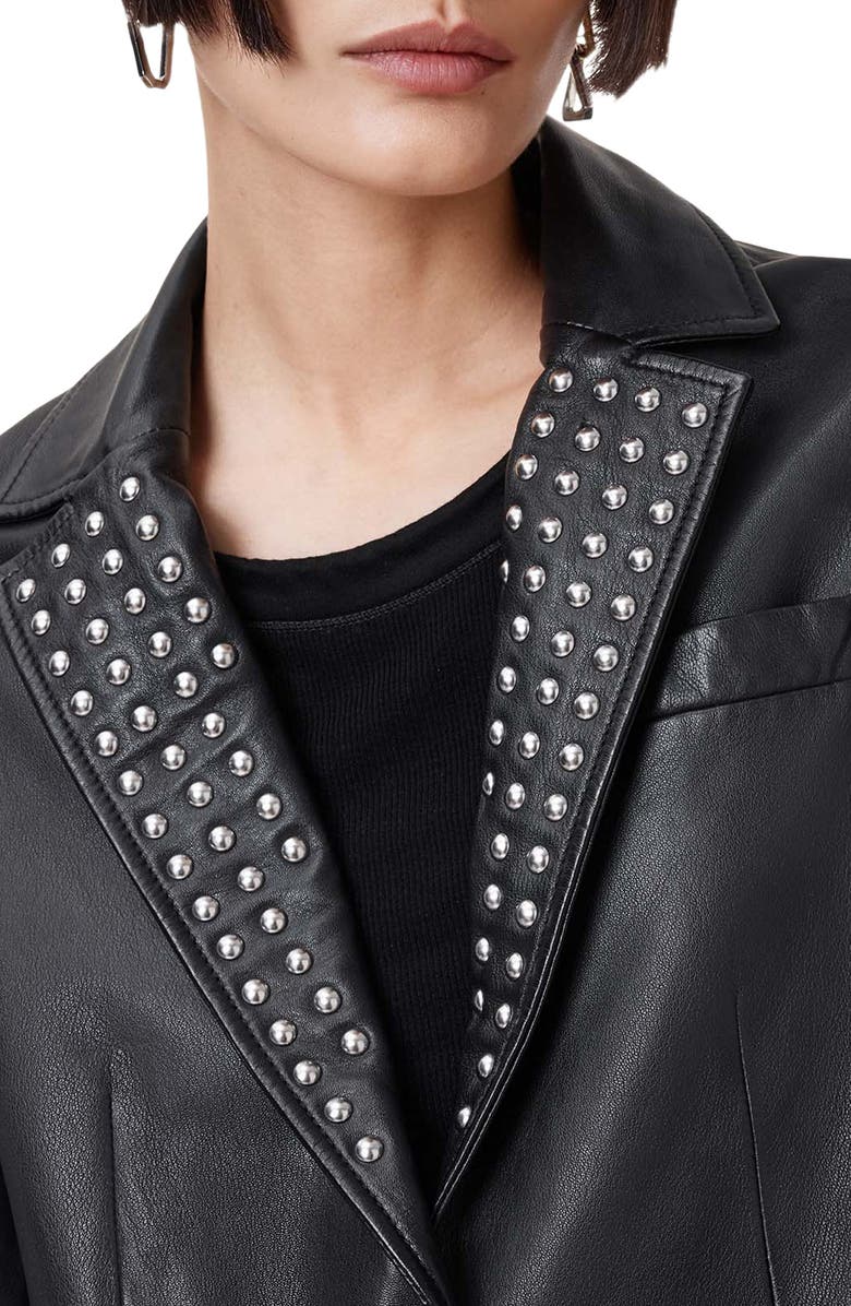 AllSaints Corinna Studded Leather Blazer, Alternate, color,