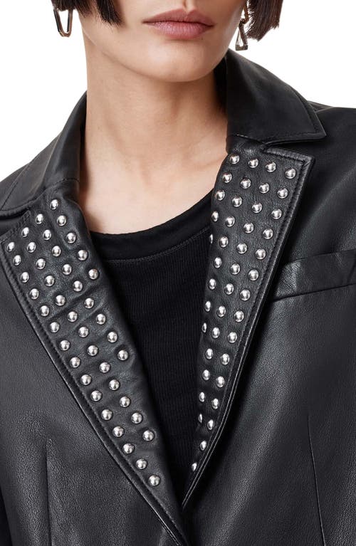 Shop Allsaints Corinna Studded Leather Blazer In Black