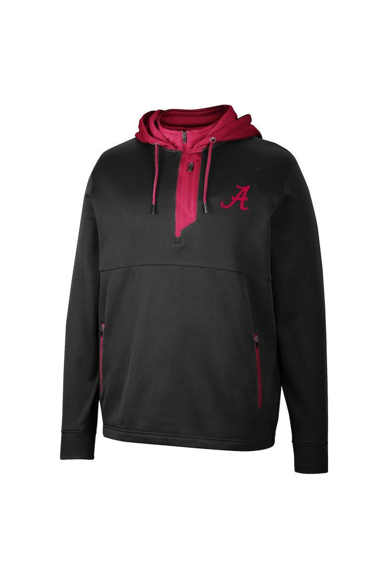 Men's Colosseum Black Alabama Crimson Tide Luge 3.0 Quarter-Zip Hoodie, Alternate, color, Black