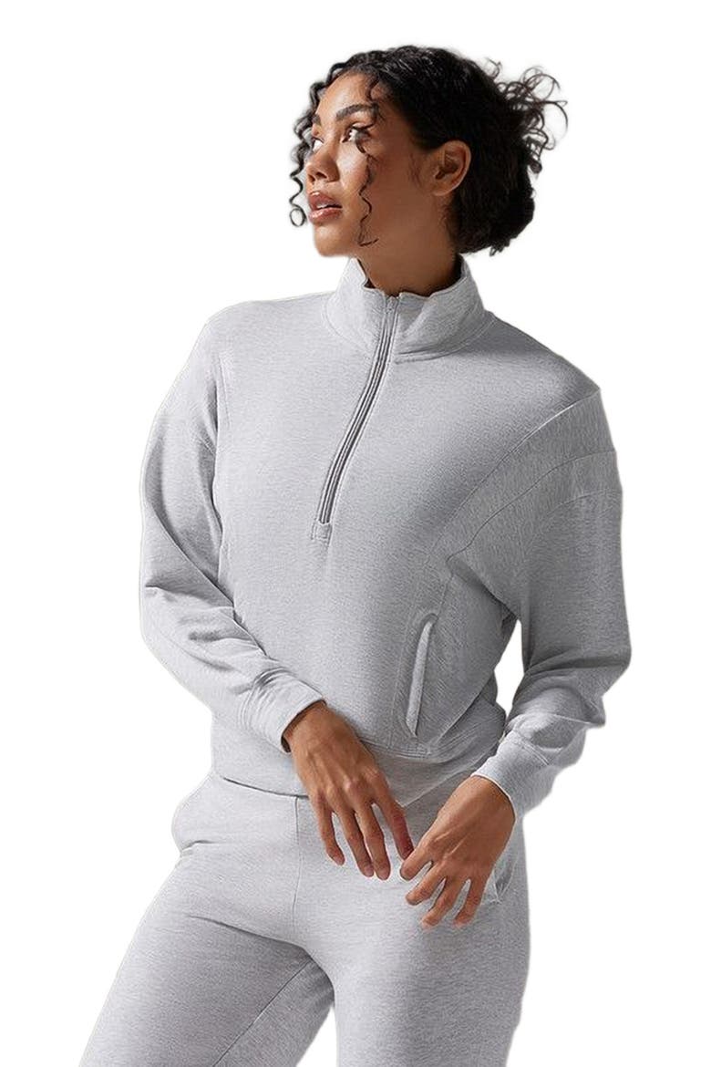 3/4 Zip Cozy Fleece Pullover, Alternate, color, ASH