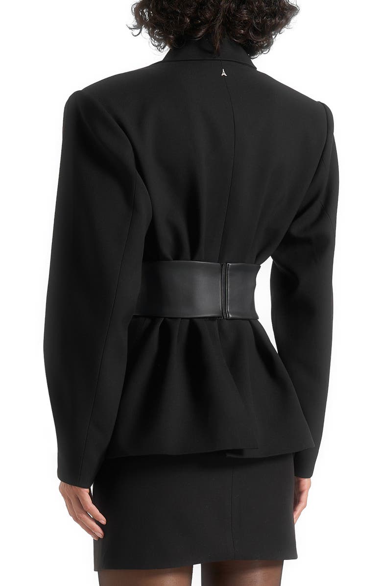 Manière De Voir Marie Wool Twist Sleeve Blazer with Belt, Alternate, color, Black