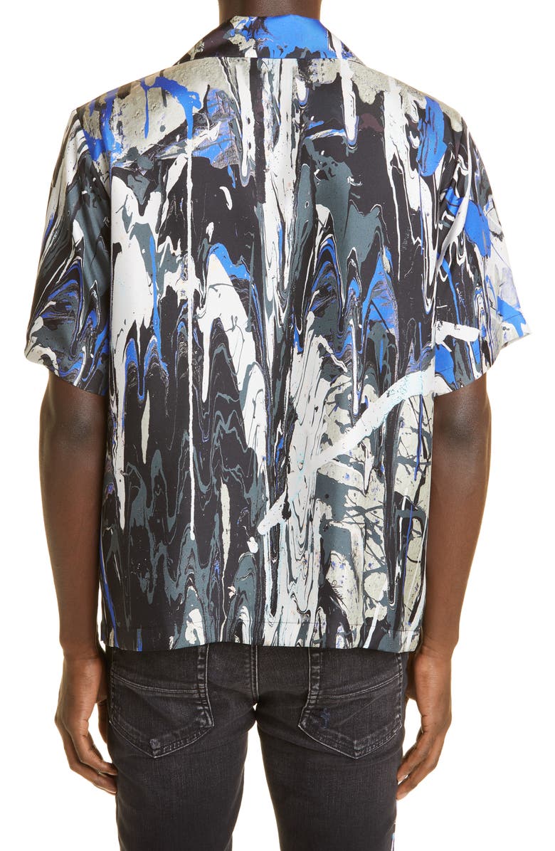 AMIRI Paint Splatter Button-Up Silk Camp Shirt, Alternate, color,