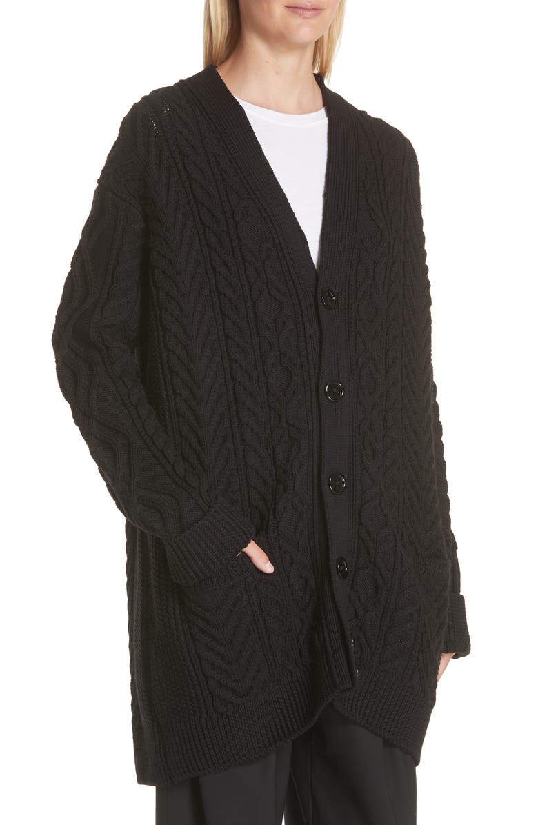 Marc Jacobs Wool Cardigan with Removable Faux Fur Collar, Alternate, color,