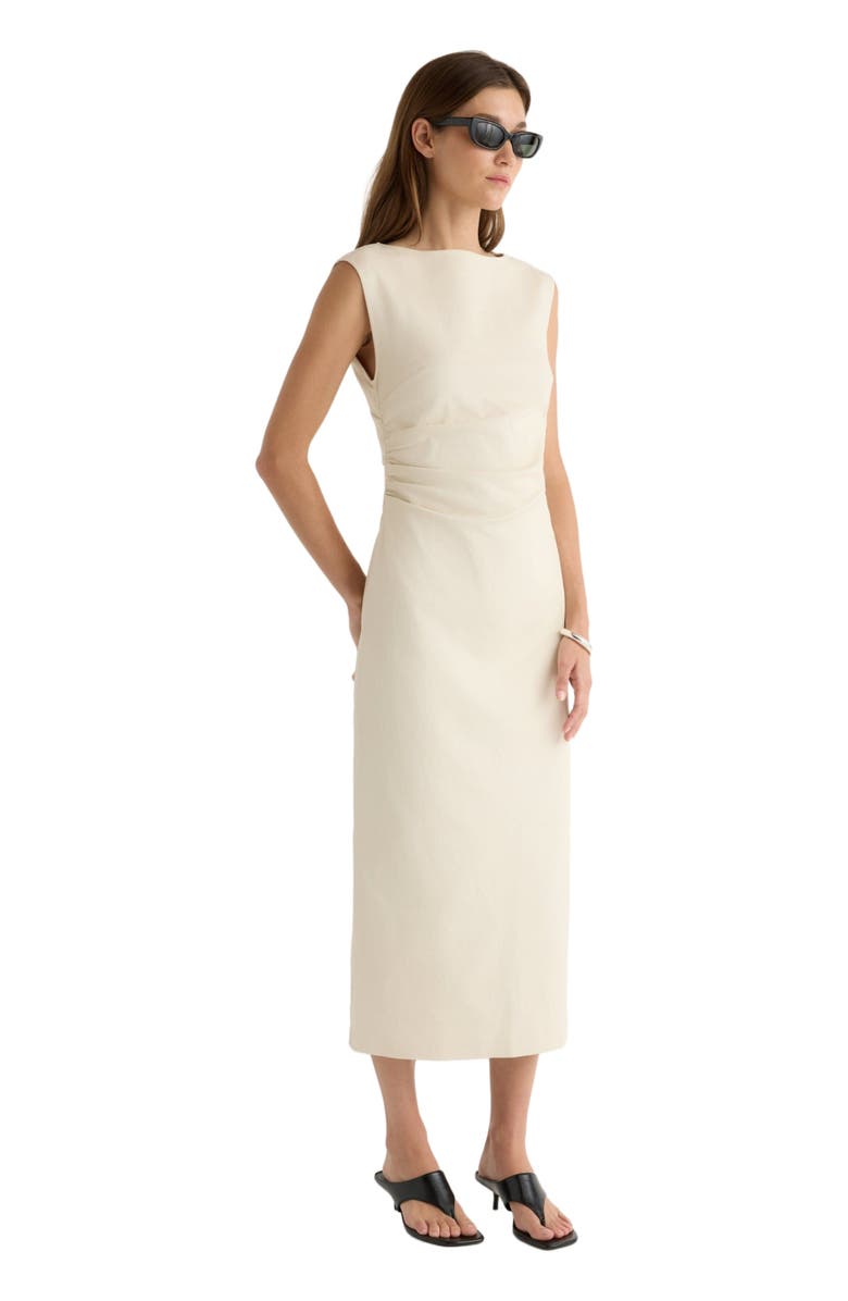 Modern Citizen Inari Cotton Twill Boat Neck Dress, Alternate, color, Cream