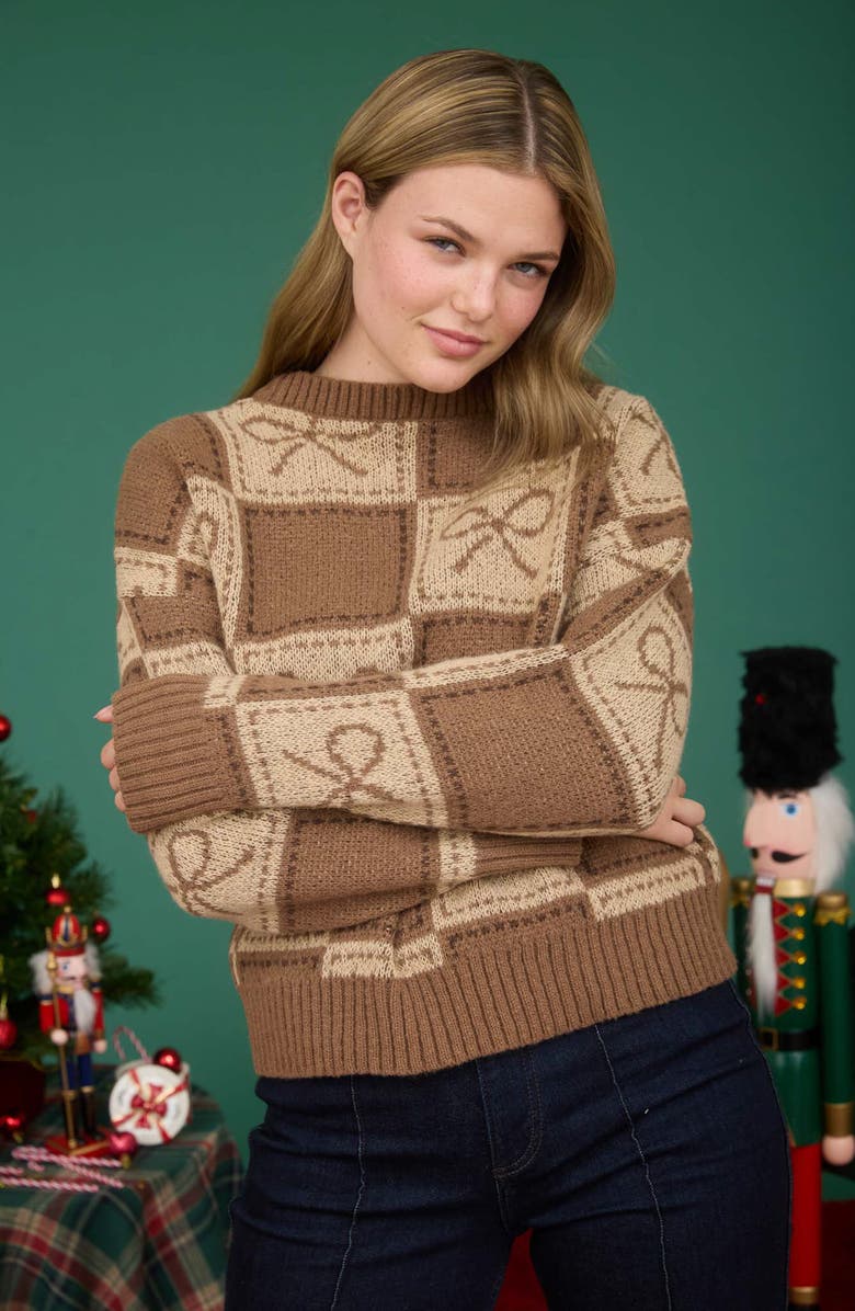 Blu Pepper Bow Sweater, Alternate, color, Brown