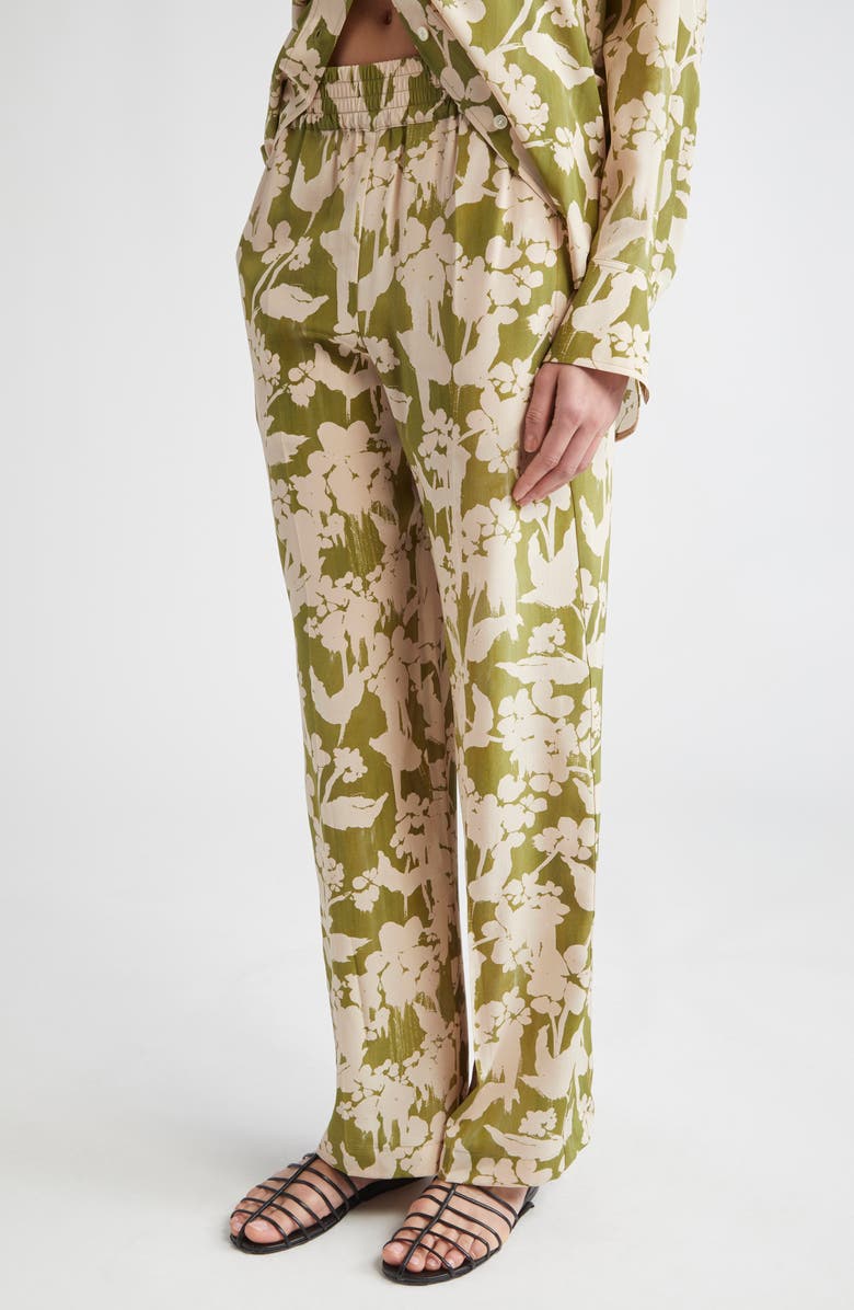 Victoria Beckham Pyjama Floral Print Straight Leg Silk Trousers, Alternate, color,