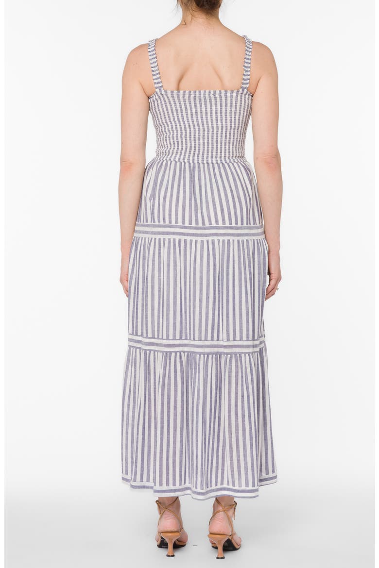 Cassandra Smocked Midi Dress, Alternate, color, DUSK BLUE STRIPE