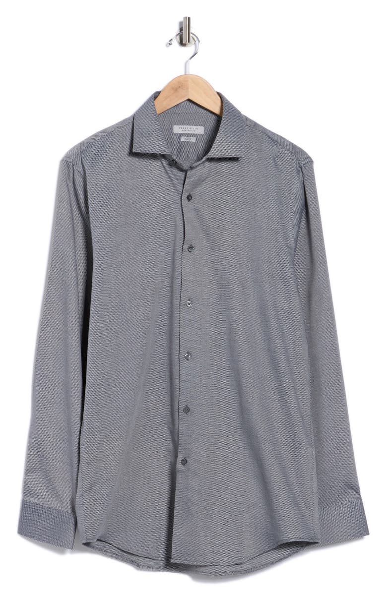 Perry Ellis Diamond Print Slim Fit Stretch Dress Shirt, Alternate, color, Silver