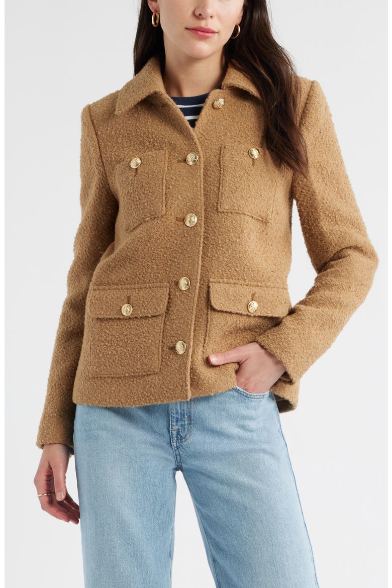Bouclé Jacket, Alternate, color, TAN TANNIN