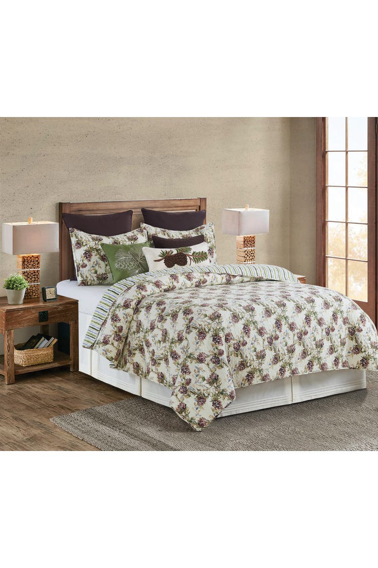 Cooper Pines Rustic Lodge Cotton Quilt Set  - Reversible and Machine Washable, Main, color, Brown