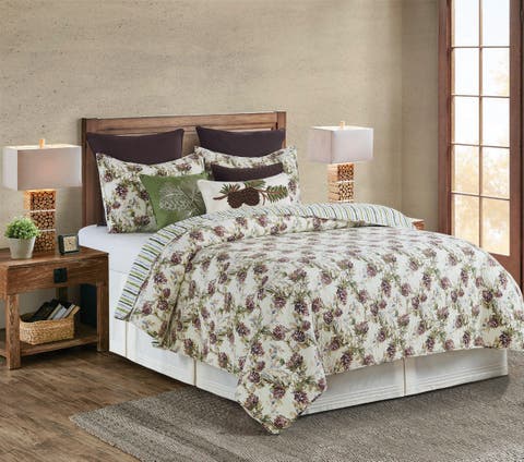 Cooper Pines Rustic Lodge Cotton Quilt Set  - Reversible and Machine Washable