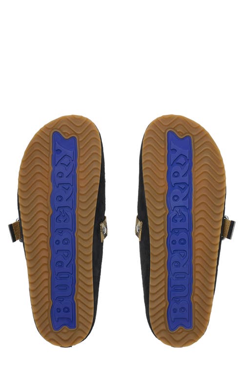 Burberry Strap Patterned Round Toe Rubber Sole Slip-on