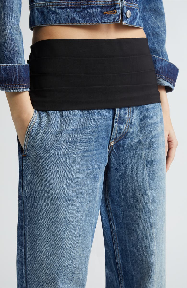 Stella McCartney Cummerbund Detail Nonstretch Denim Wide Leg Jeans, Alternate, color, 