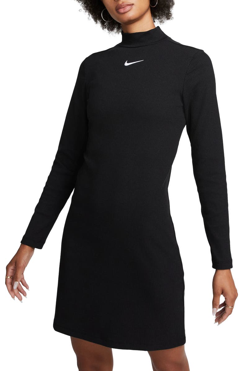Nike Sportswear Swoosh Mock Neck Long Sleeve Minidress, Main, color,