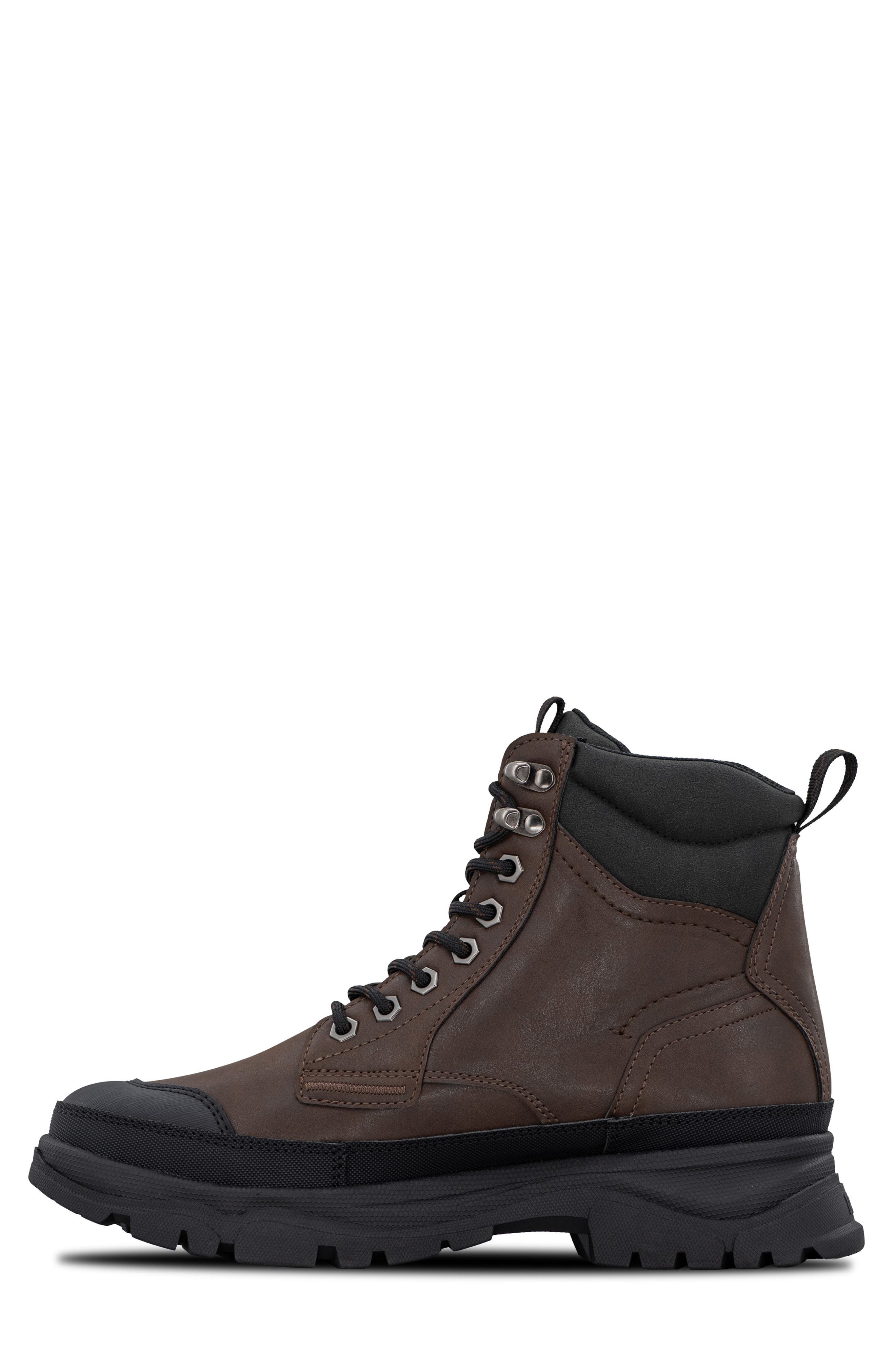 Denver Faux Leather Boot, Alternate, color, DARK BROWN/ BLACK