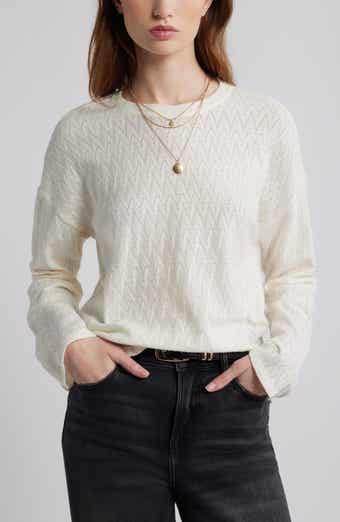 Treasure & Bond Pointelle Cotton Crewneck Knit Top