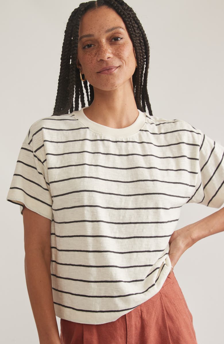 Marine Layer Slub Cotton Crop T-Shirt, Alternate, color, Black