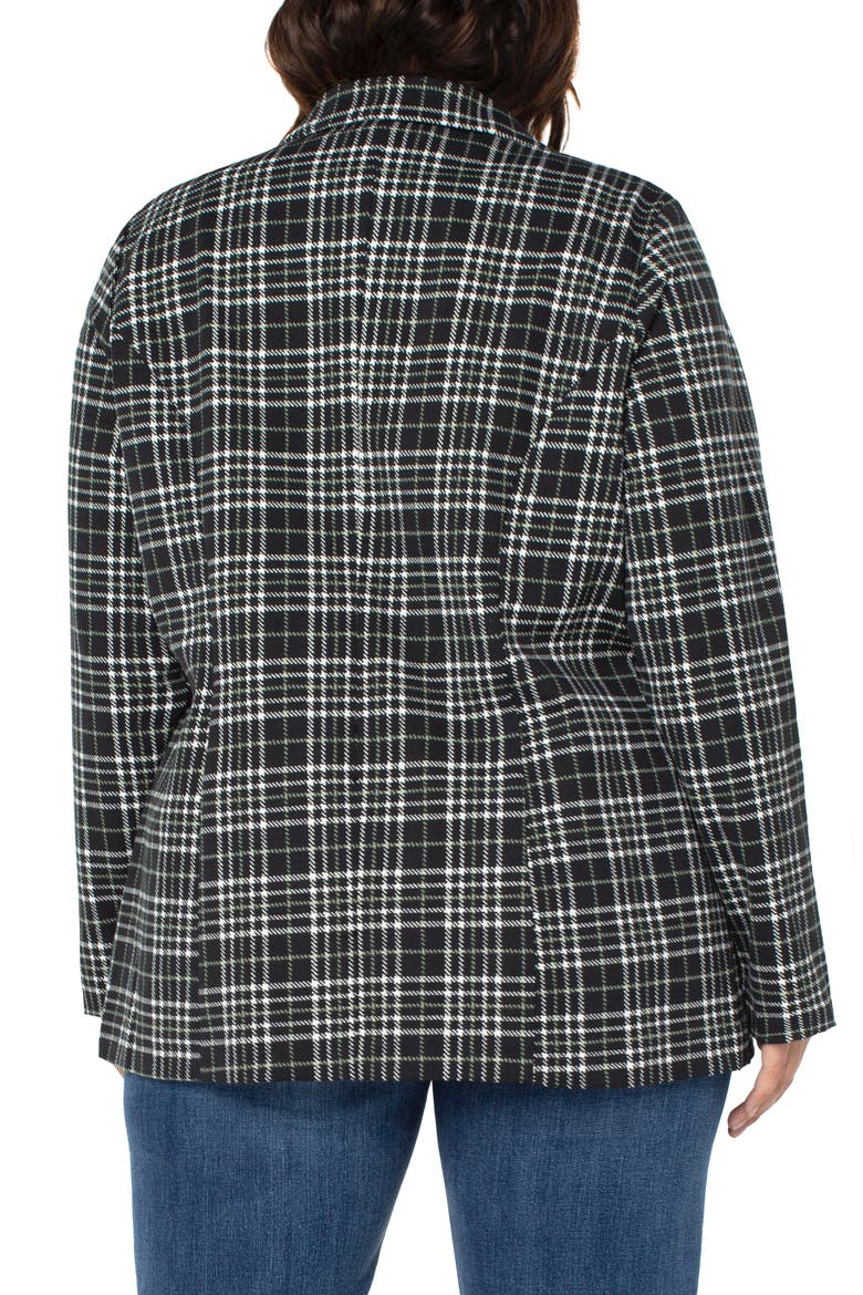 Plaid Boyfriend Blazer, Alternate, color, BLACK/ OLIVE GLEN