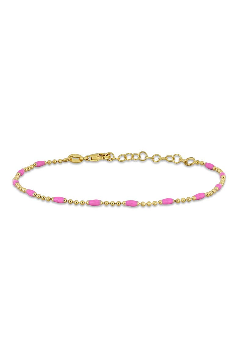 Enamel Station Ball Chain Link Bracelet, Main, color, GOLD/PINK