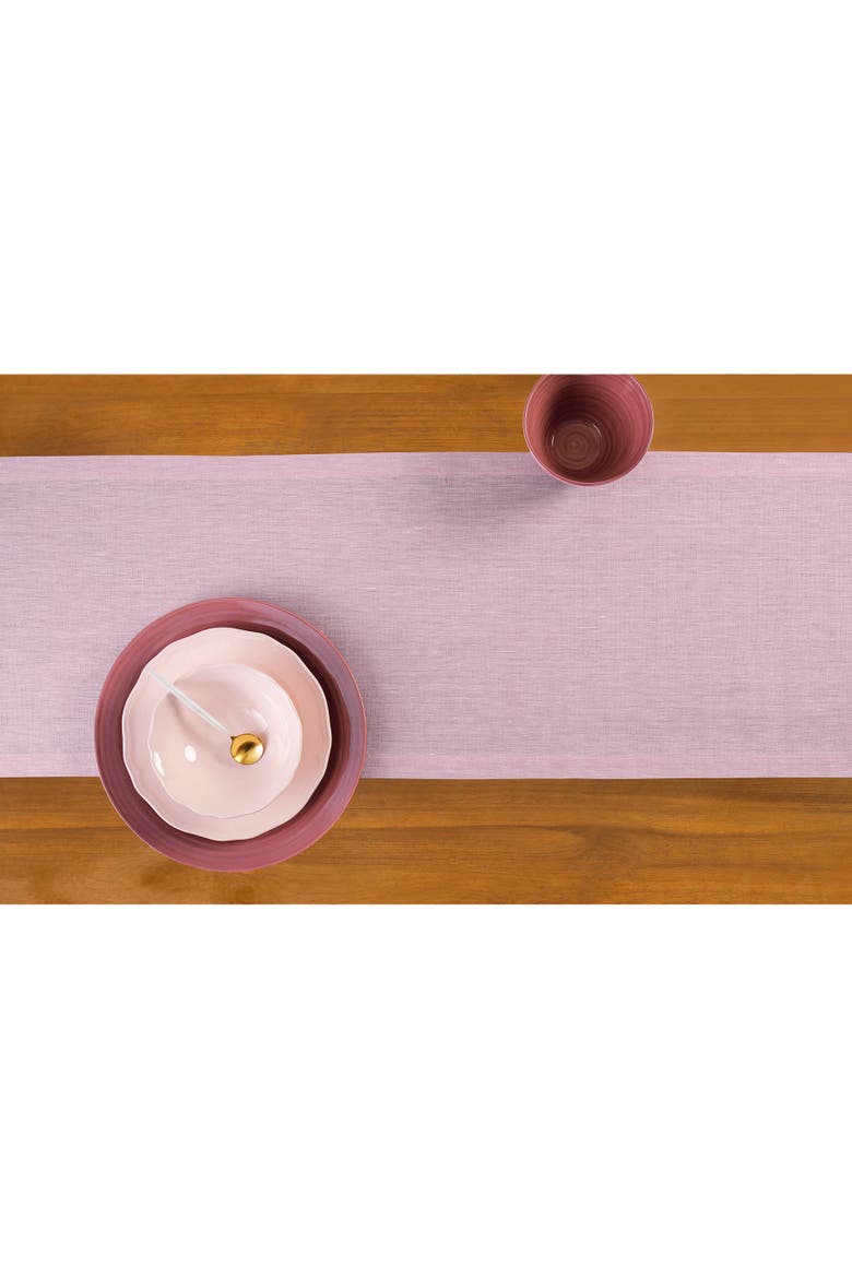 Linen Table Runner - Athena, Alternate, color, Bubblegum Pink