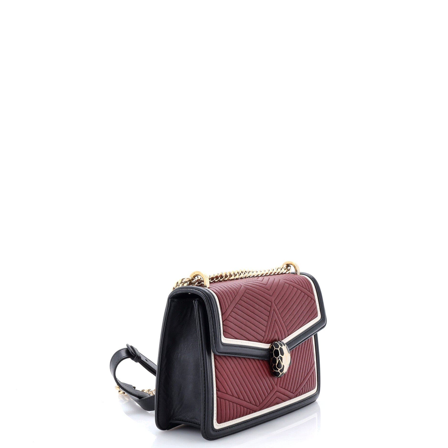 Serpenti Forever Shoulder Bag Quilted Leather Small, Alternate, color, Burgundy