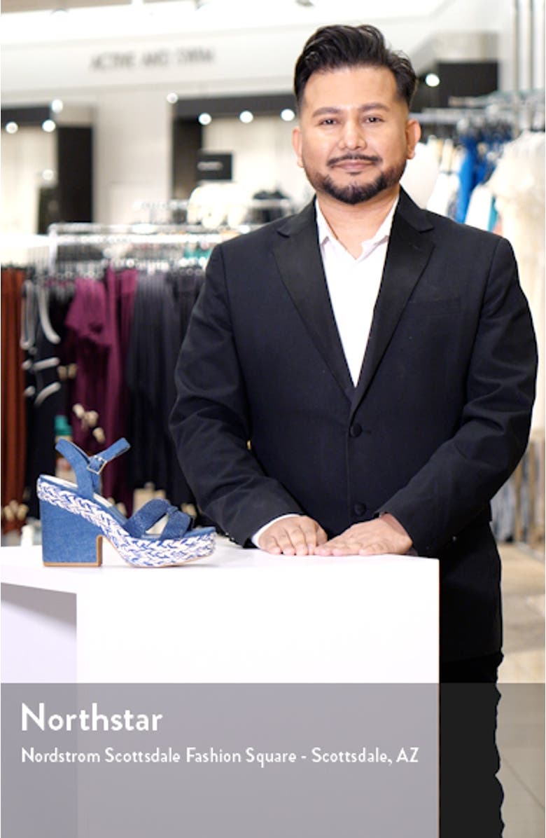 Cale Woven Raffia Platform Sandal, sales video thumbnail