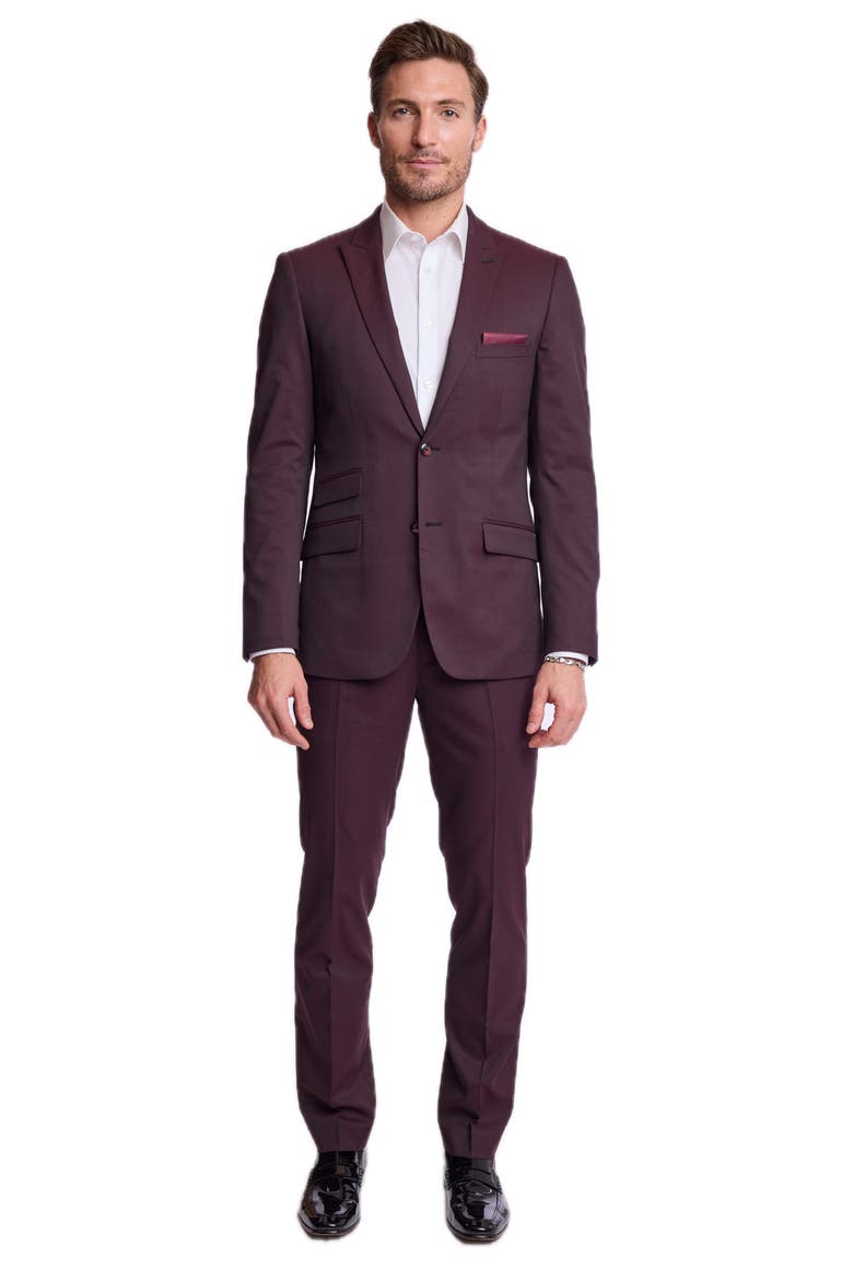Ashton Slim Peak Lapel Suit Jacket, Alternate, color, DEEP BURGUNDY