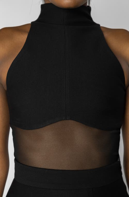 Israella Kobla Aurora Sleeveless Mock Neck Mesh Top In Black