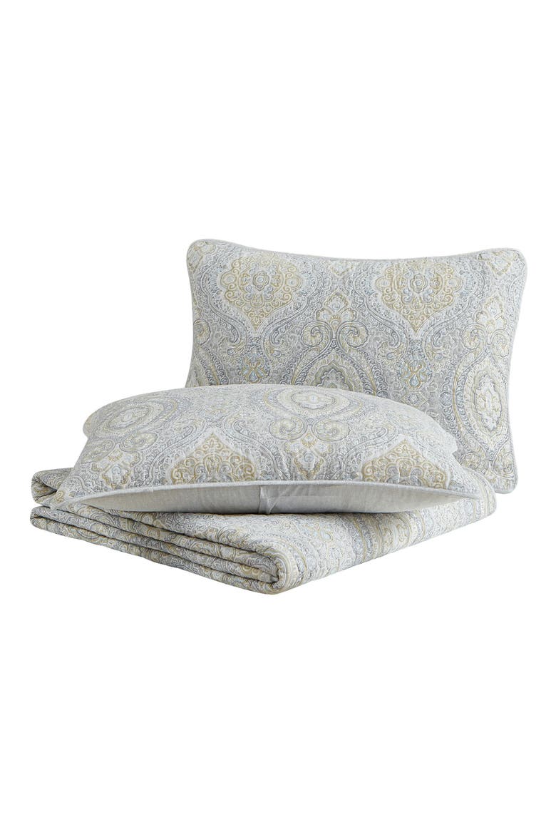 Turtle Cove Cotton Quilt & Sham Set, Main, color, PELICAN GREY