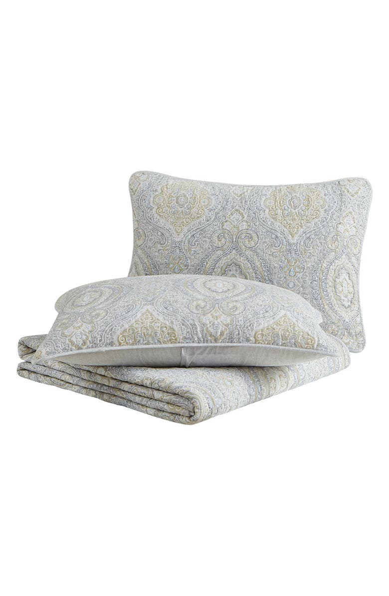 Tommy Bahama Turtle Cove Cotton Quilt & Sham Set, Main, color, Pelican Grey