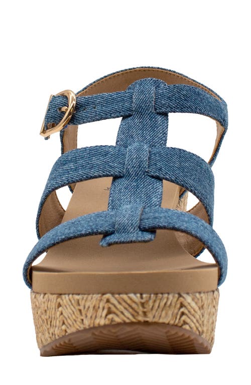 Volatile Crimini Platform Wedge Sandal In Denim
