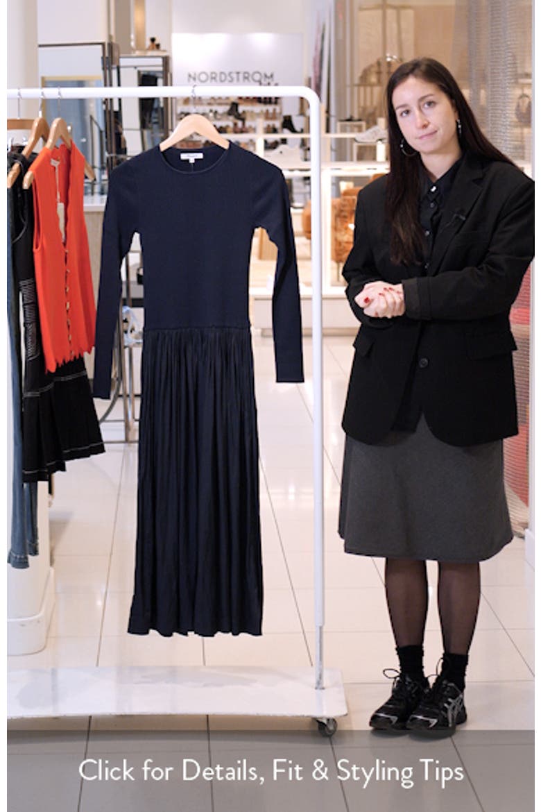 Rib Mixed Media Long Sleeve Midi Dress video