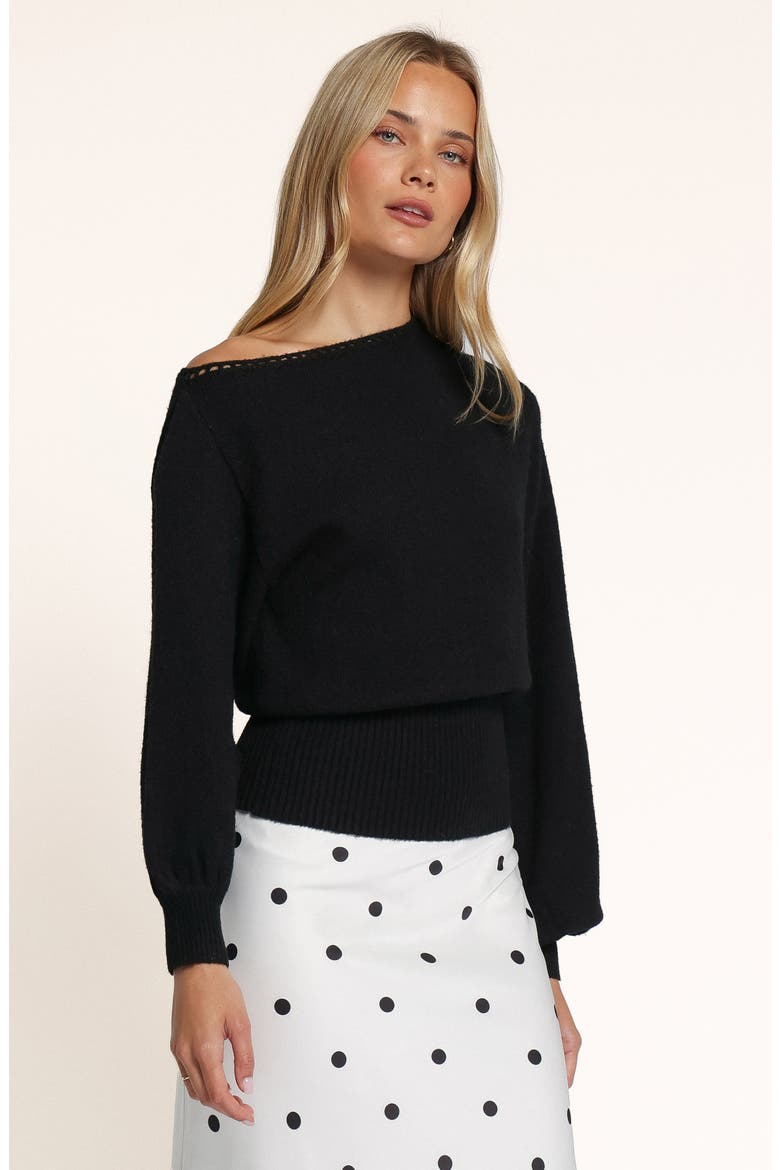 Zinnia Off Shoulder Sweater, Alternate, color, BLACK