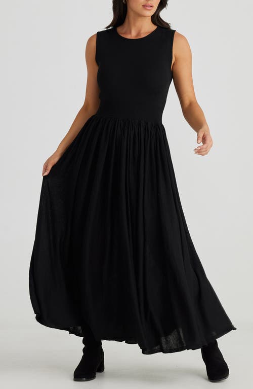 Brave + True Brave+true Macey Mixed Media Sleeveless Dress In Black