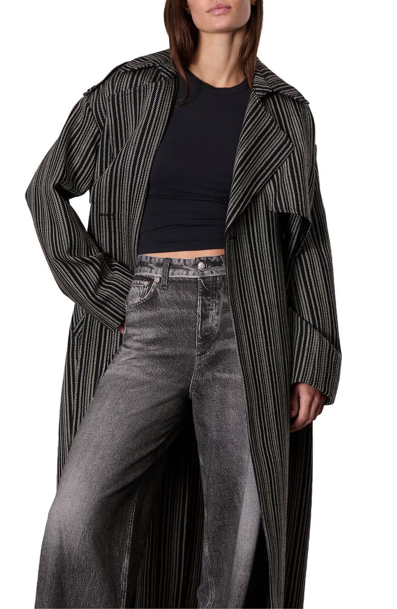 rag & bone Jennie Herringbone Stripe Virgin Wool Coat, Alternate, color,