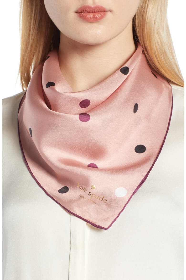 bakery dot silk bandana, Main, color, CONCH SHELL