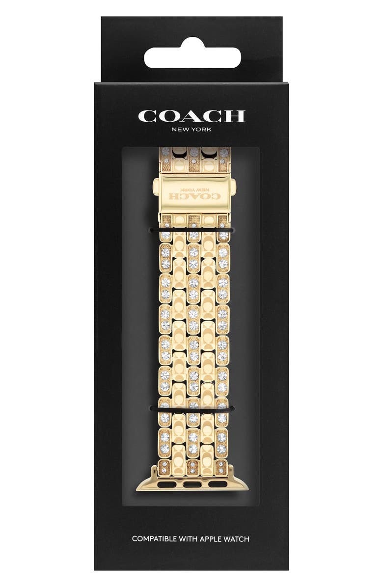 COACH Pavé Crystal Apple Watch<sup>®</sup> Bracelet Watchband, Alternate, color, Metallic Gold