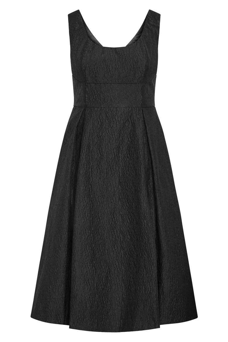 Estella Jacquard Midi Dress, Alternate, color, BLACK