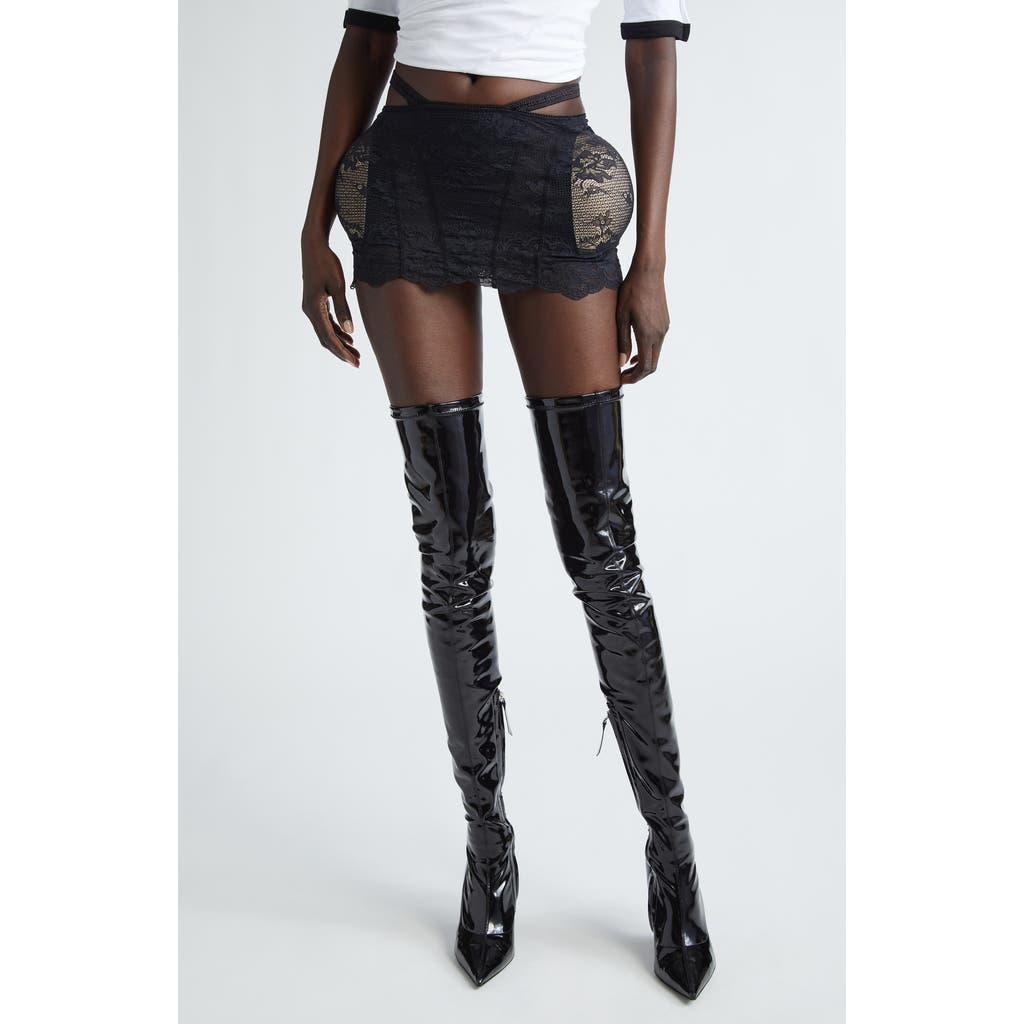 Jean Paul Gaultier Padded Lace Miniskirt In Black