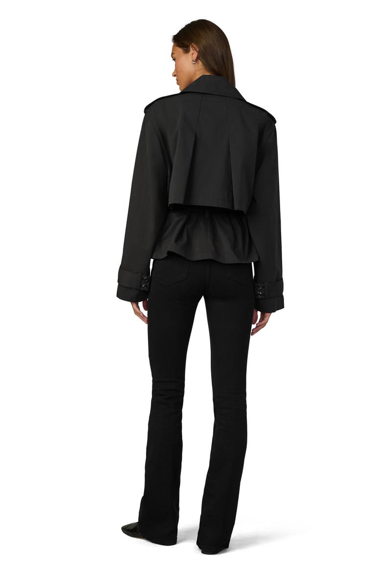 The Liz Cropped Trench Coat, Alternate, color, BLACK