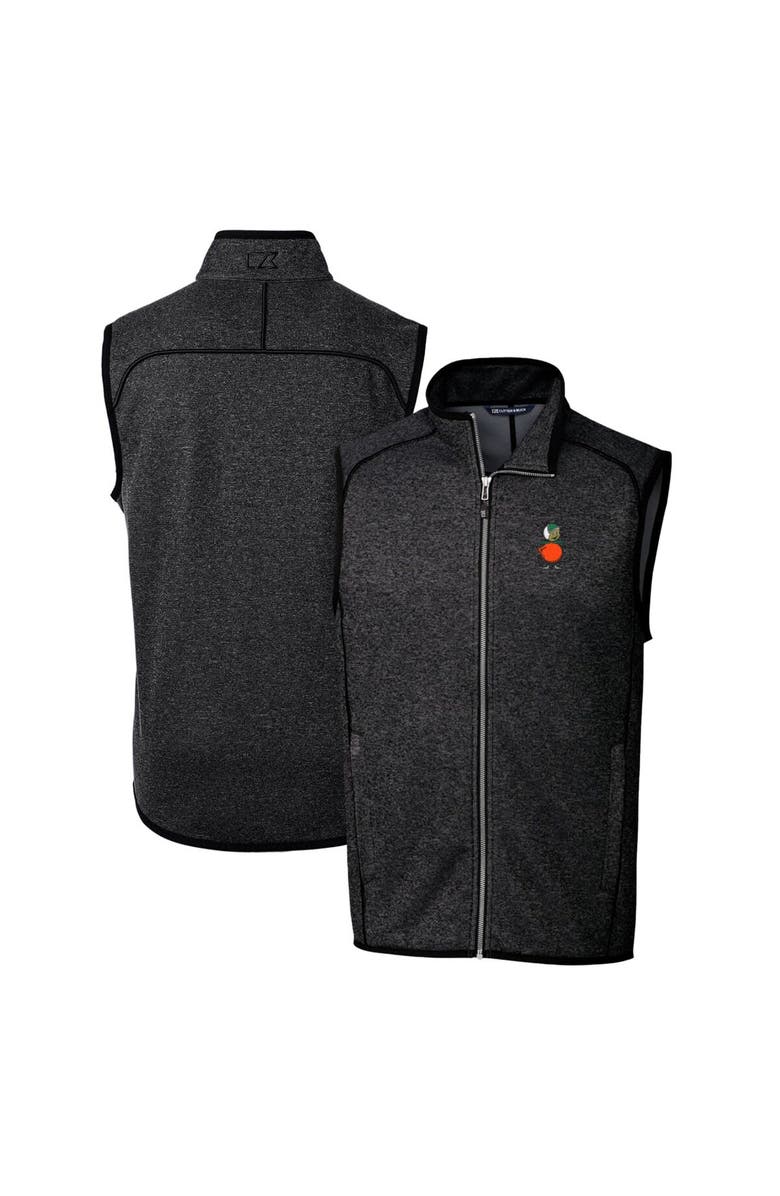 Cutter & Buck Men's Cutter & Buck Heather Charcoal UCF Knights Mainsail Sweater-Knit Full-Zip Vest, Main, color,